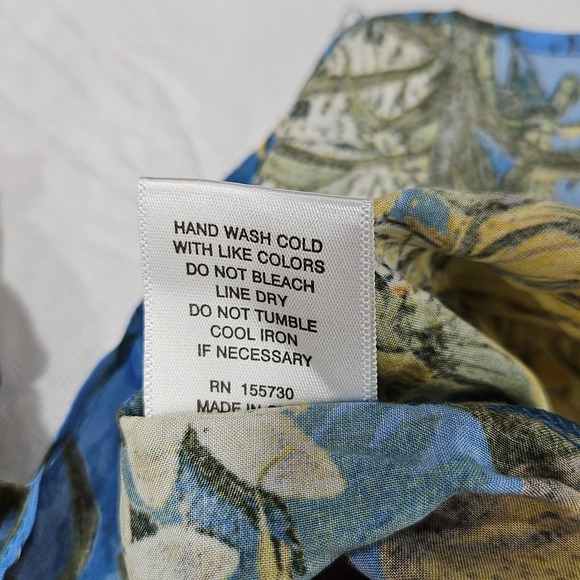 Rose + Olive Womens Blue Lemon Floral Tassel V-Neck Flutter Sleeve Blouse Large - Picture 7 of 10